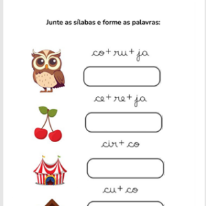 Formando palavras letra cursiva frases